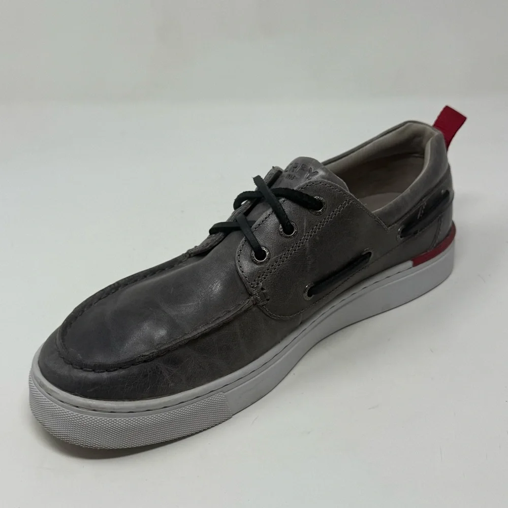 Sperry Gold Cup Victura 3 Eye Boat Shoes Mens 8.5 Gray Leather Casual Preppy